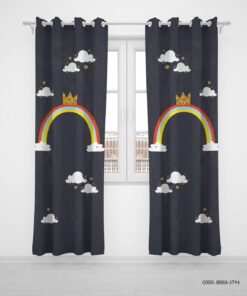 پرده پانچی دو تکه اتاق کودک طرح فیل مدل A lonely Elephant