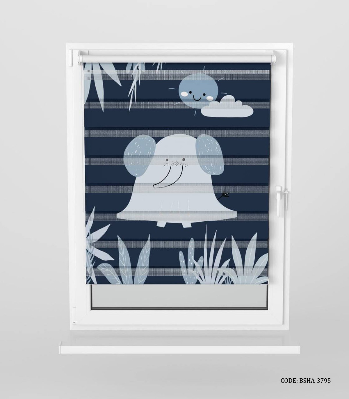 پرده زبرا اتاق کودک طرح فیل مدل A lonely Elephant