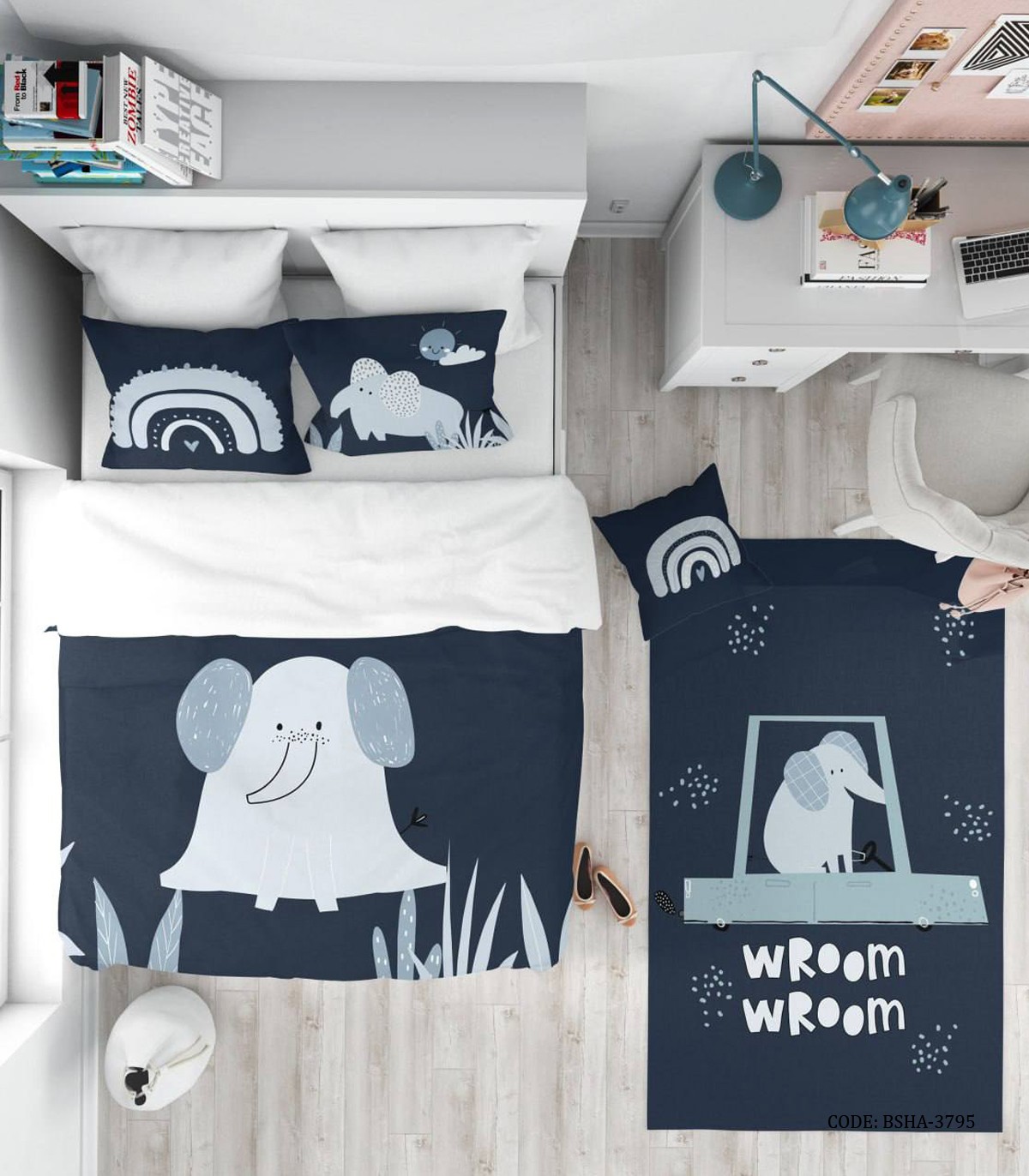 روتختی کودک 4 تکه طرح فیل مدل A lonely Elephant