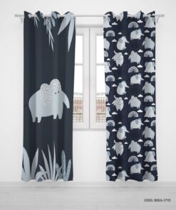 پرده پانچی دو تکه اتاق دخترانه طرح گربه و رنگین کمان مدل Magic Meow