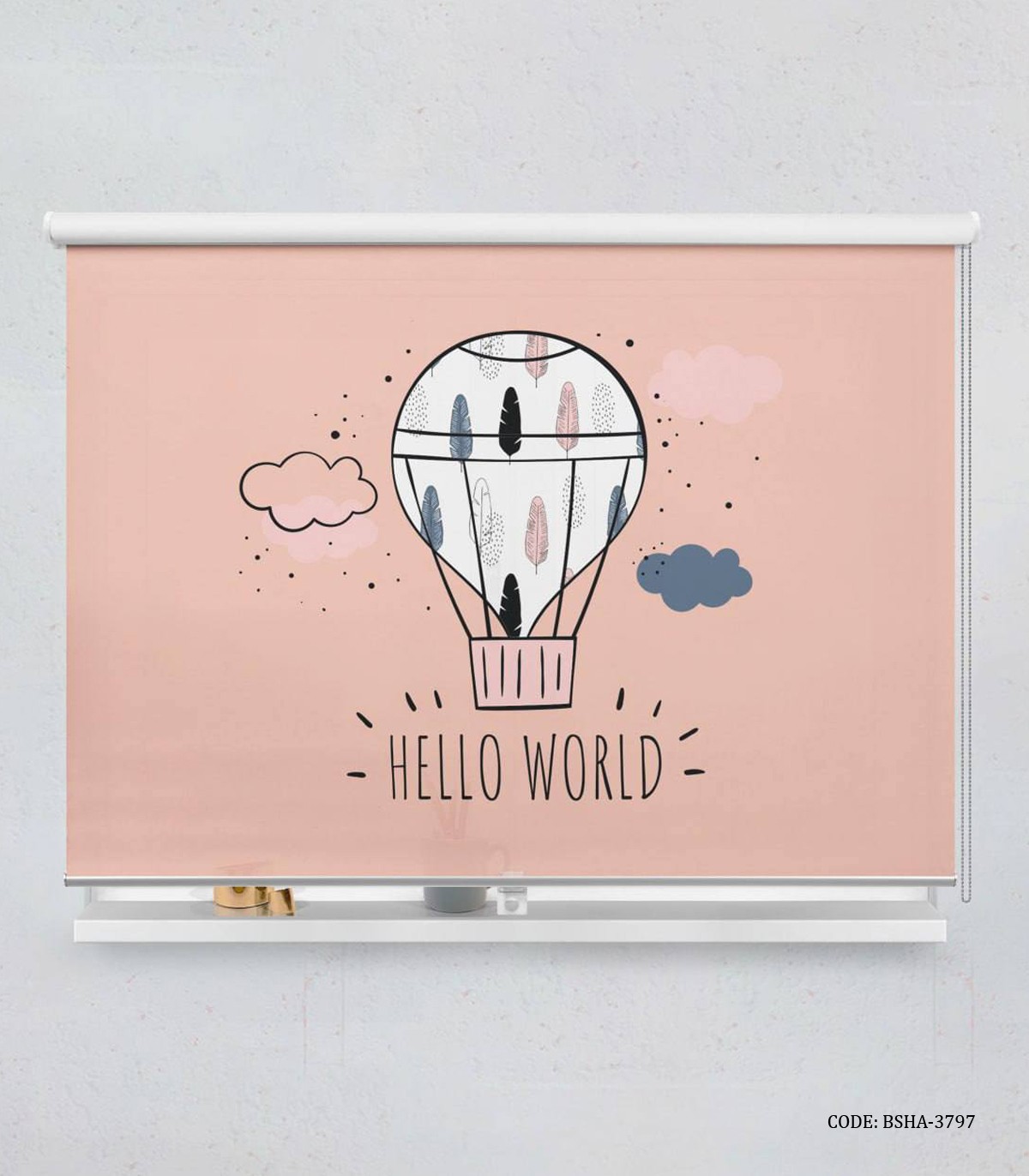پرده شید اتاق دخترانه طرح بالون مدل Hello World