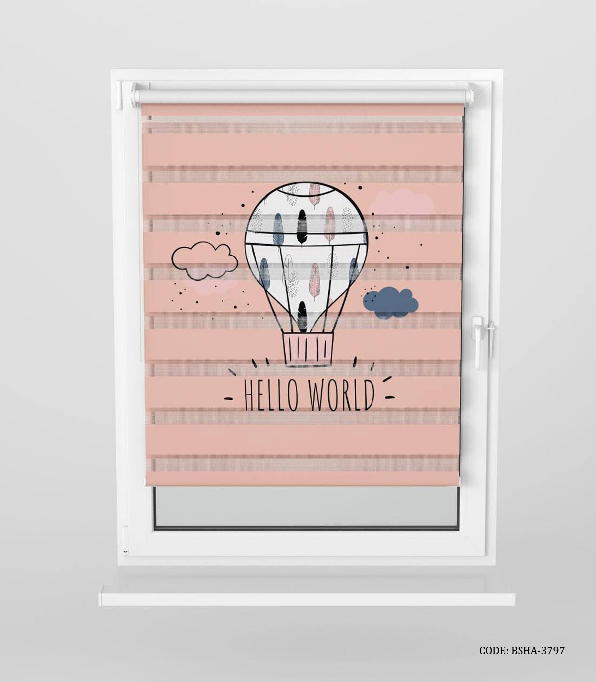 پرده زبرا اتاق دخترانه طرح بالون مدل Hello World