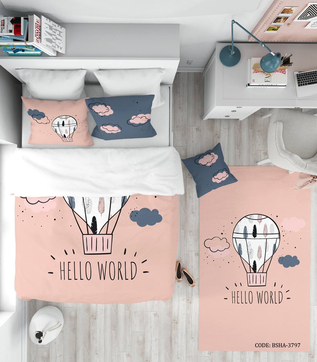 روتختی کودک دخترانه طرح بالون مدل Hello World