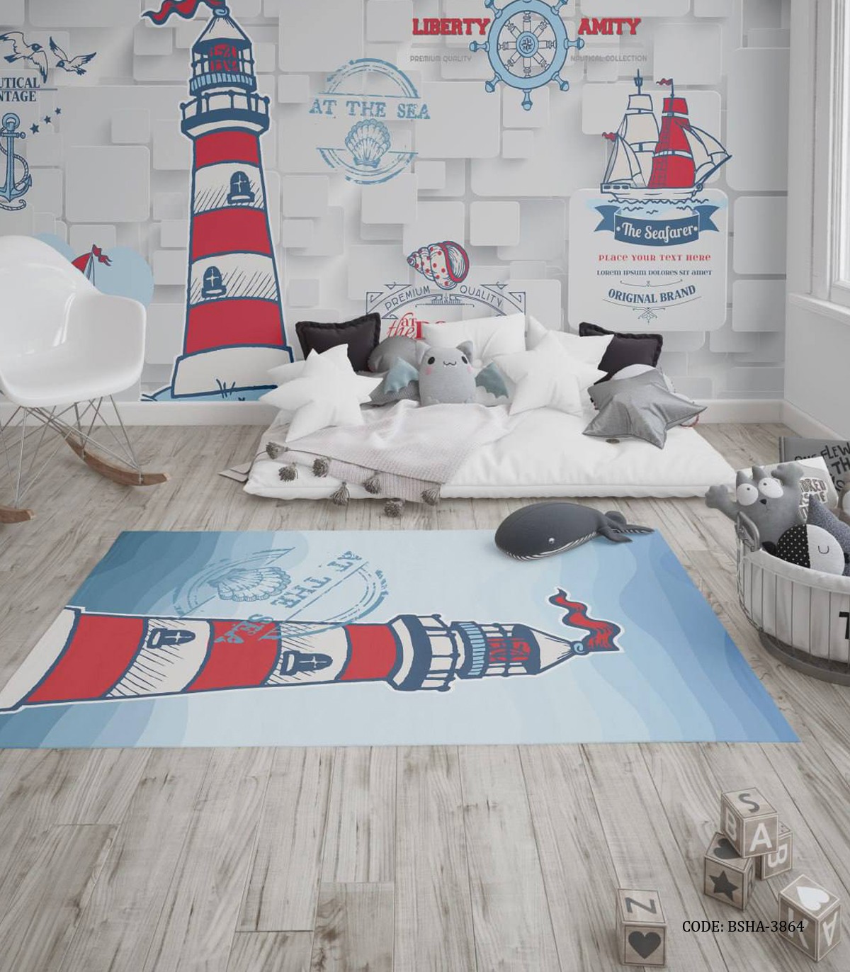 فرش اتاق پسرانه طرح ملوانی مدل Seafarer