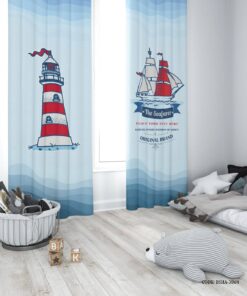پرده پانچی دو تکه اتاق پسرانه طرح ملوانی مدل Seafarer