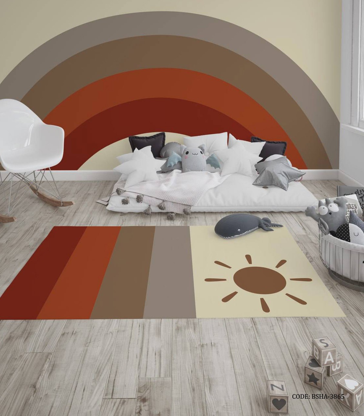 فرش اتاق دخترانه طرح رنگین کمانی  مدل Sun