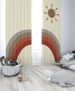 پرده پانچی دو تکه اتاق دخترانه طرح رنگین کمانی  مدل Sun
