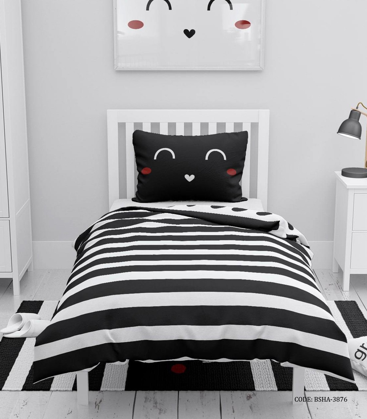 روتختی نوجوان سفید مشکی طرح لبخند مدل Smile