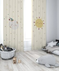پرده پانچی دو تکه اتاق دخترانه طرح رنگین کمانی مدل Hello Sunshine