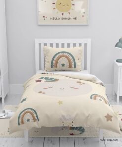 روتختی کودک دخترانه 4 تکه طرح رنگین کمانی مدل Hello Sunshine