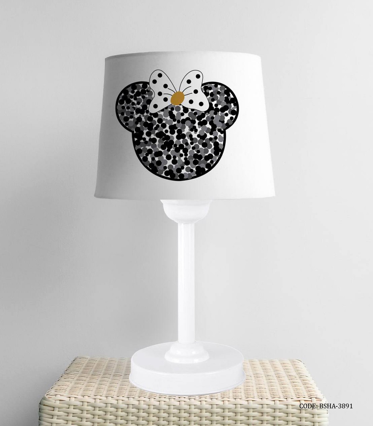 آباژور اتاق دخترانه طرح میکی موس سفید مشکی مدل Love