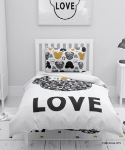 روتختی دخترانه  4 تکه دخترانه طرح میکی موس سفید مشکی مدل Love