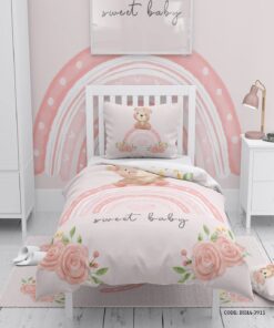 روتختی کودک دخترانه 4 تکه طرح خرس و رنگین کمان مدل Sweet Lady