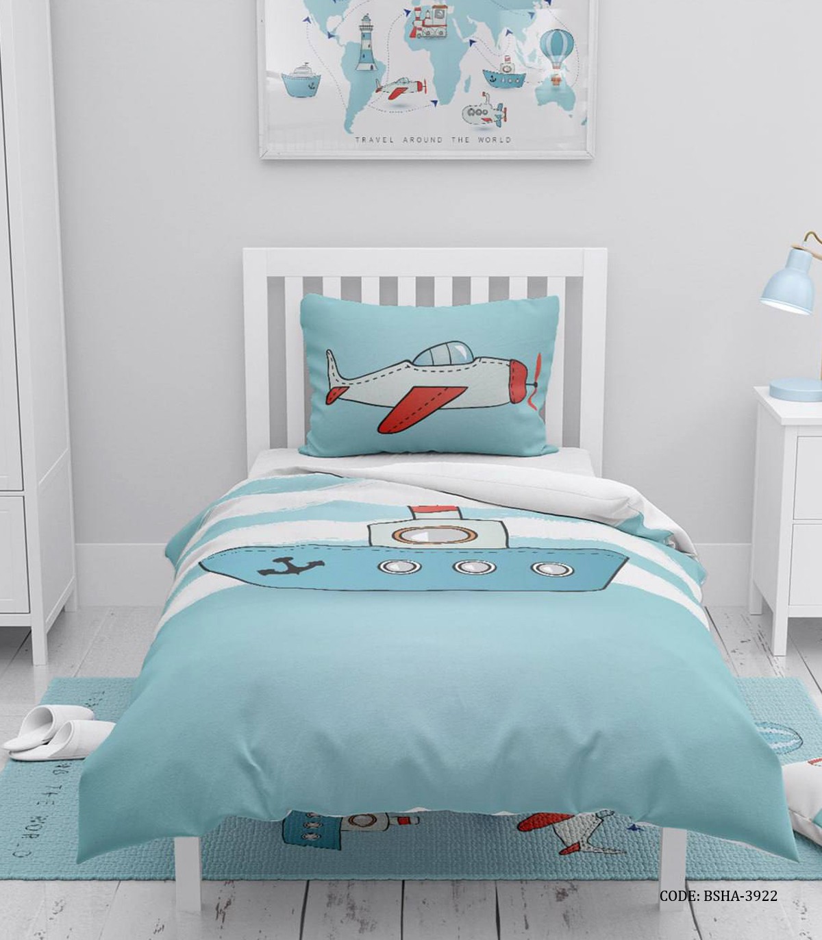 روتختی کودک پسرانه 4 تکه طرح بالون و هواپیما مدل Travel