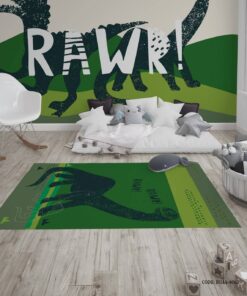 فرش اتاق پسرانه طرح دایناسور مدل Rawr