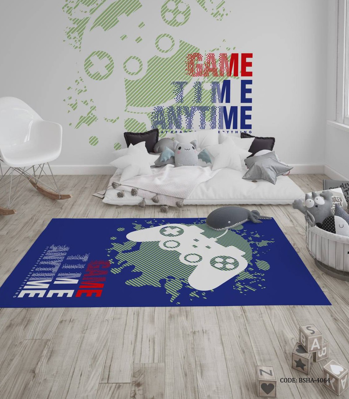 فرش اتاق پسرانه طرح دسته بازی کامپیوتری مدل Gamer