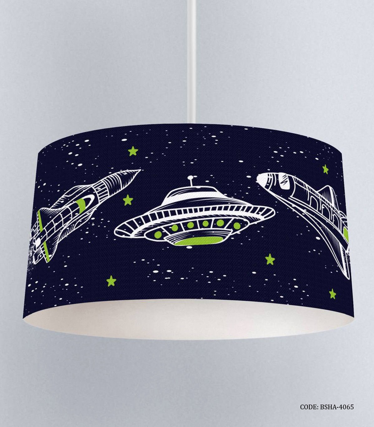 لوستر اتاق پسرانه طرح بشقاب پرنده و فضا پیما مدل Explore the Space