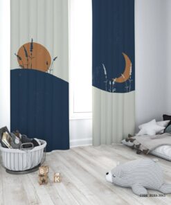 پرده پانچی دو تکه اتاق پسرانه طرح شب مهتابی مدل The Moon