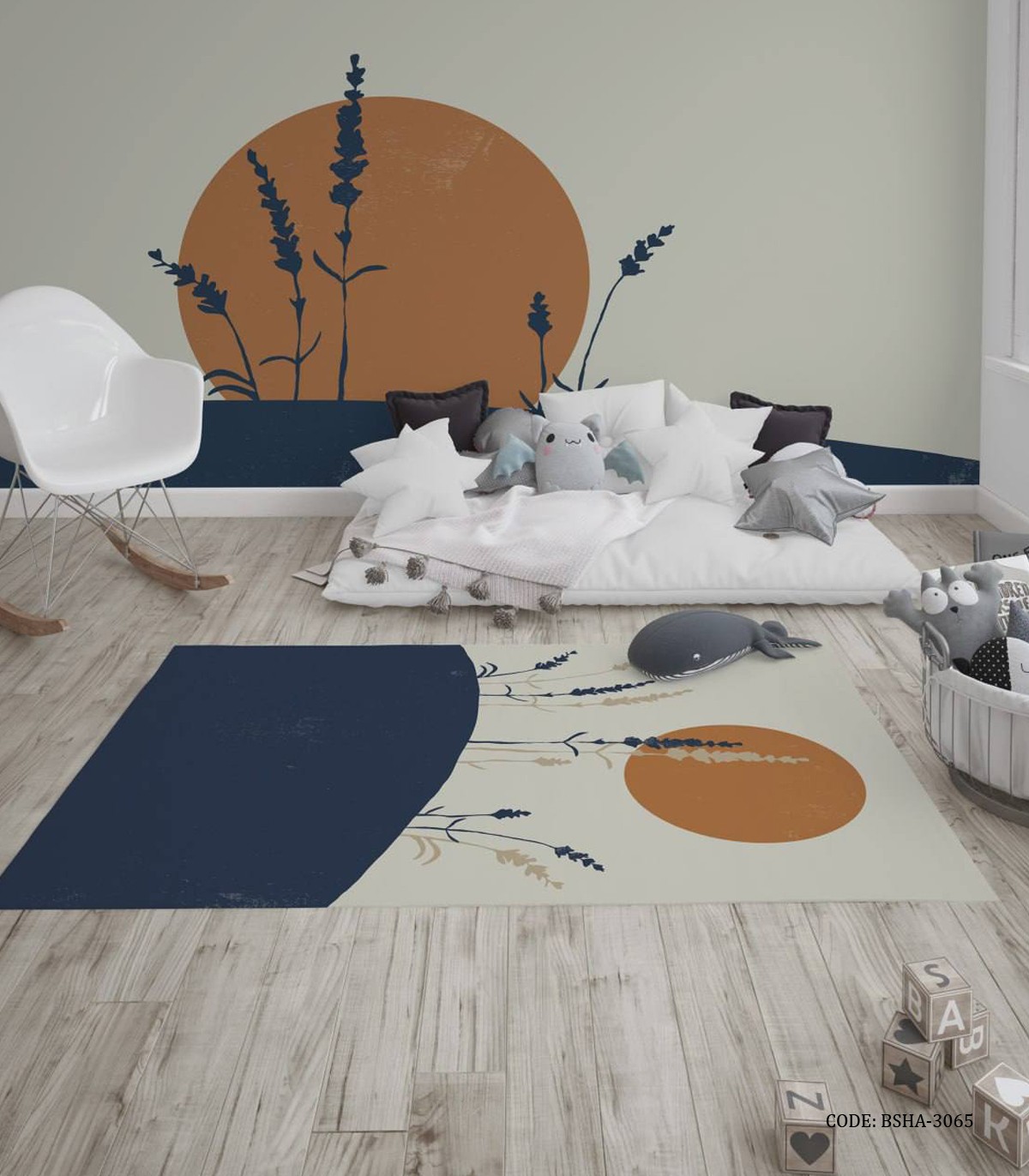 فرش اتاق پسرانه طرح شب مهتابی مدل The Moon