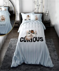 روتختی کودک دخترانه با لحاف دو رویه طرح گربه مدل Little Angle