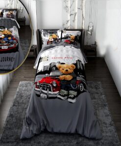 روتختی کودک پسرانه با لحاف دو رویه طرح خرس تدی مدل The Journey