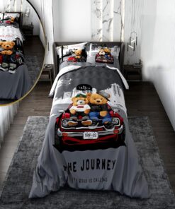 روتختی کودک پسرانه با لحاف دو رویه طرح خرس تدی مدل The Journey