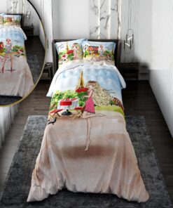 روتختی دخترانه با لحاف دو رویه طرح دختر گل به دست مدل Romantic Day