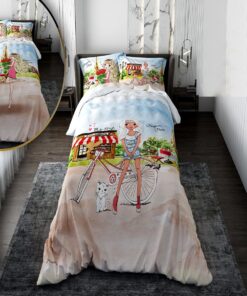 روتختی دخترانه با لحاف دو رویه طرح دختر گل به دست مدل Romantic Day