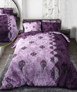 سرویس لحاف روتختی دو نفره دورو طرحدار طرح بنفش یاسی کلاسیک