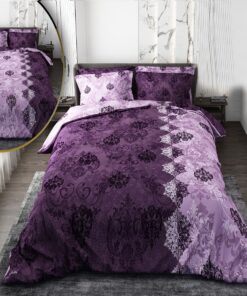 سرویس لحاف روتختی دو نفره دورو طرحدار طرح بنفش یاسی کلاسیک