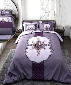 سرویس لحاف روتختی دو نفره دورو طرحدار بنفش یاسی مدل میا