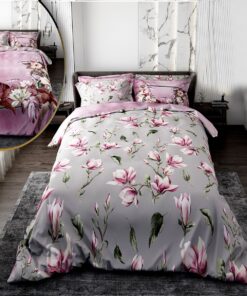 سرویس لحاف روتختی دو نفره  طوسی یاسی دور طرحدار مدل نیلوفر