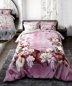 سرویس لحاف روتختی دو نفره  طوسی یاسی دور طرحدار مدل نیلوفر