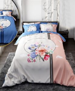 سرویس لحاف روتختی دو نفره دورو طرح گل مدل الیسون