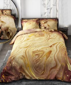 سرویس لحاف روتختی دو نفره طلایی دورو طرح گل مدل آنابلا