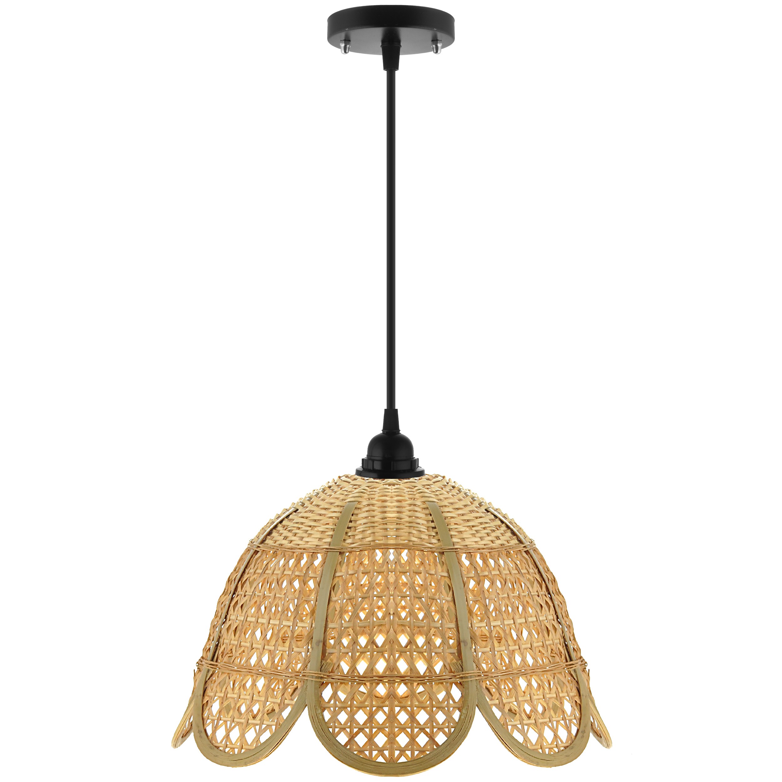 لوستر مینیمال حصیری بامبو مدل لاله