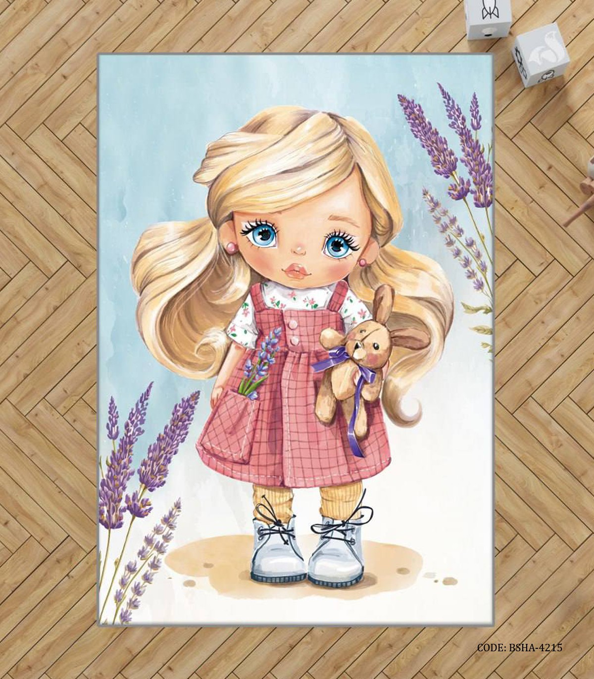 فرش اتاق دخترانه طرح دختر مدل Cute Girl