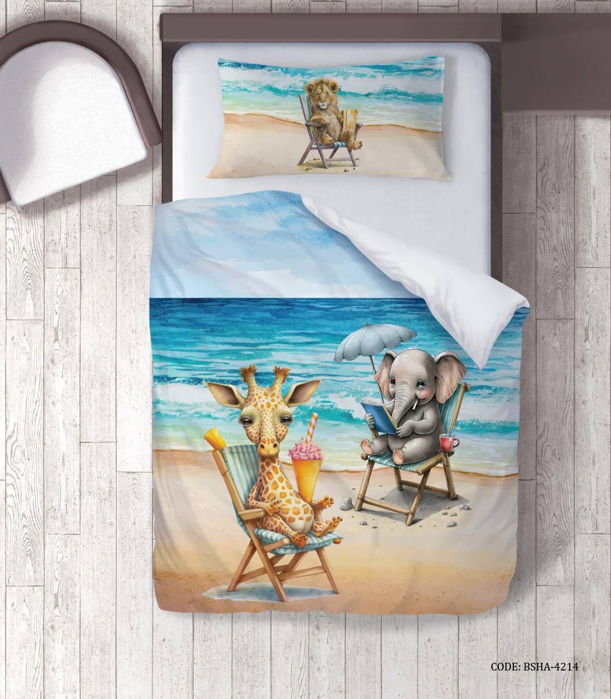 روتختی پسرانه 4 تکه طرح فیل و زرافه و شیر مدل Holiday