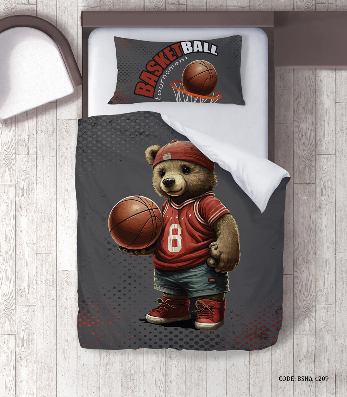روتختی پسرانه 4 تکه طرح خرس تدی بسکتبالیست مدل Basketball