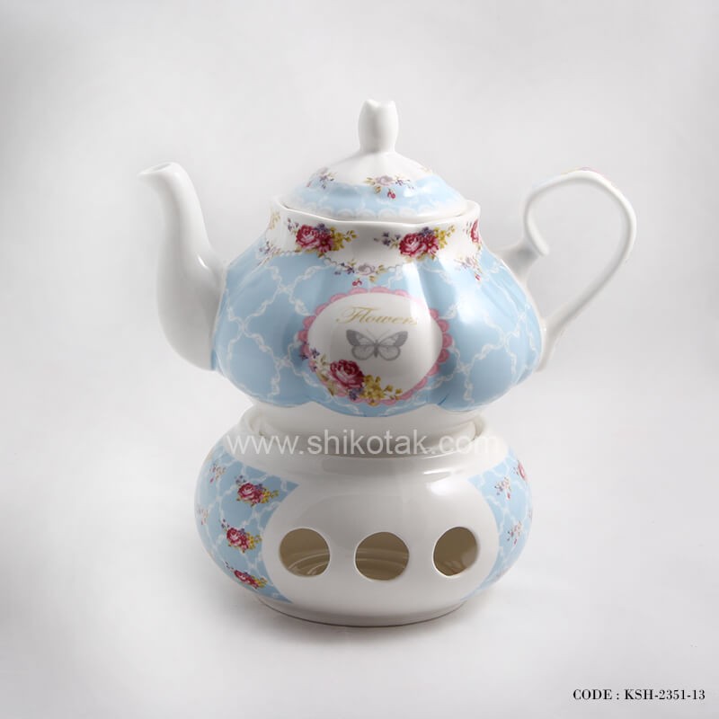 قوری چینی وارمر دار طرح flower