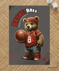 فرش اتاق پسرانه طرح خرس تدی بسکتبالیست مدل Basketball