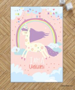 فرش اتاق دخترانه طرح یونیکورن مدل I am a Unicorn