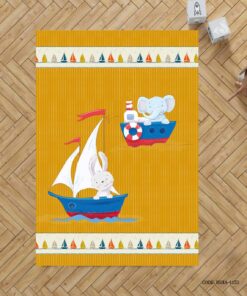 فرش اتاق پسرانه طرح فیل و خرگوش مدل Boat