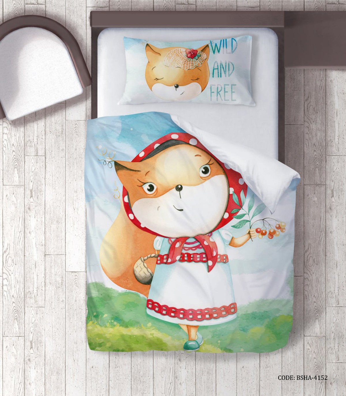 روتختی دخترانه 4 تکه طرح روباه مدل Wild and Free