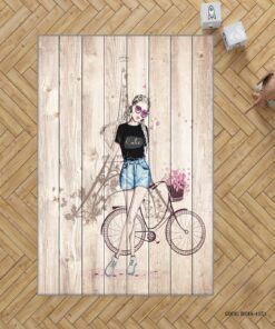 فرش اتاق دخترانه طرح دختر مدل Bonjour Paris