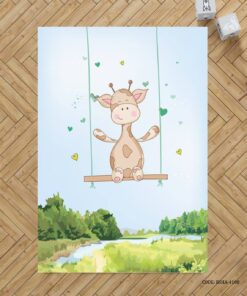 فرش اتاق پسرانه طرح زرافه مدل Happy Giraffe
