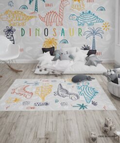 فرش اتاق پسرانه طرح دایناسور مدل Triceratops