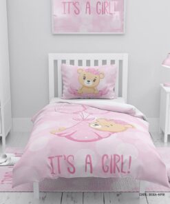 روتختی صورتی دخترانه 4 تکه طرح خرس مدل It's a Girl