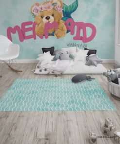 فرش اتاق دخترانه طرح خرس پری دریایی مدل MERMAID