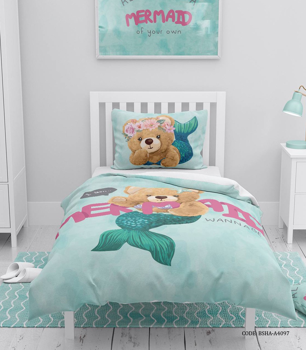 روتختی دخترانه 4 تکه طرح خرس پری دریایی مدل MERMAID